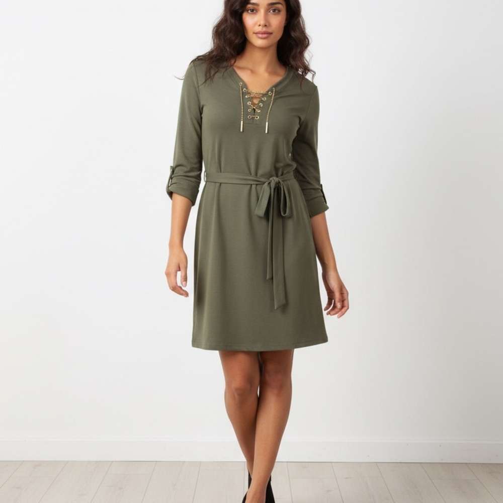 Michael Kors Olive Green Shift Dress – New With Tags size S
